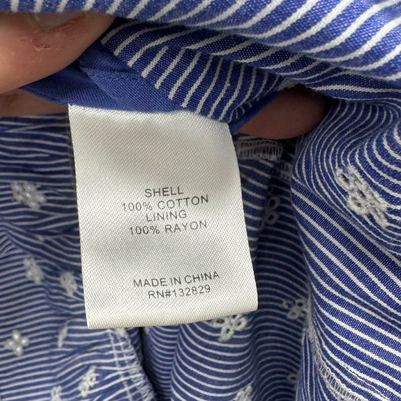 Tularosa Raven Blue White Striped Embroidered Cotton Midi Dress Size XS - Picture 5 of 6